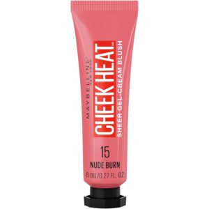 
Maybelline Cheek Heat Gel-Cream Blush Makeup, Lightweight, Breathable Feel, Sheer Flush Of Color, Natural-Looking, Dewy Finish, Oil-Free, Nude Burn, 1 Count