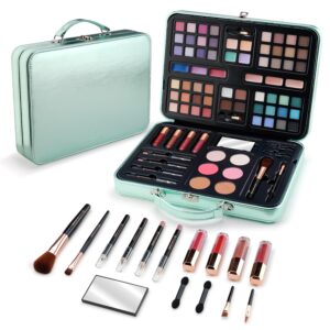 Color Nymph All in One Girls Makeup Sets for Any Ages, Teen Makeup Kits for Beginner with Green Case, Eyeshadow Palettes Blush Lipgloss Eyeliner, Cosmetics