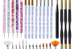 Artdone 31pcs Nail Art Brushes,Nail Art Tool Set,Nail Dotting Tools,Nail Dust Brush,Striping Nail Art Brushes for Long Lines,Nail Drawing Pen For Nail Design.