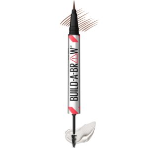  Maybelline Build-A-Brow 2-in-1 Brow Pen and Sealing Brow Gel, Eyebrow Makeup for Real-Looking, Fuller Eyebrows, Medium Brown