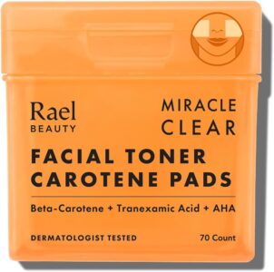 Rael Toner Pads - Cotton Pads for Face, Korean Skin Care, Dual Textured Facial Pad with Carotene, Niacinamide, Hyaluronic Acid, Hydrating, Vegan (70 Count)