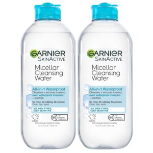 Garnier Micellar Water for Waterproof Makeup, Hydrating Facial Cleanser & Makeup Remover, Suitable for Sensitive Skin, Vegan, Cruelty Free, 13.5 Fl Oz...